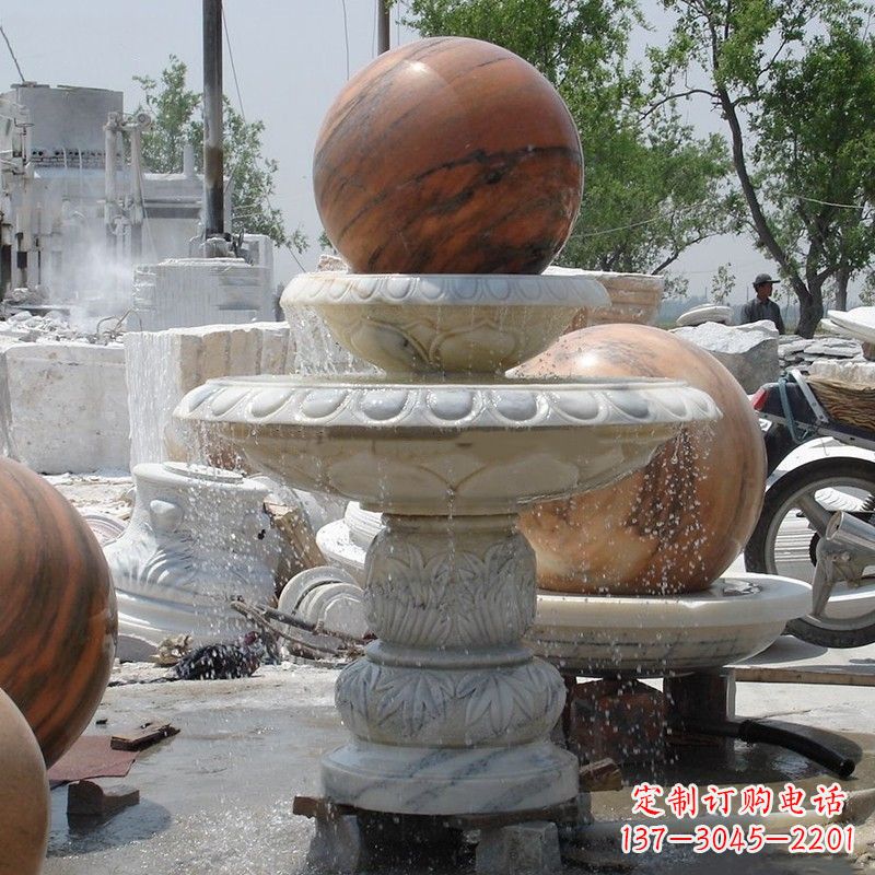 湖南艺术精美的青石风水球雕塑