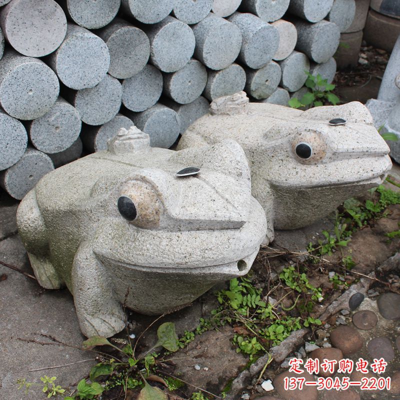 湖南石雕青蛙喷水雕塑