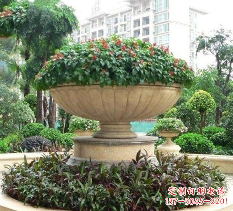 湖南石雕小区花盆