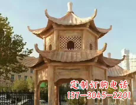 湖南石雕小区景观双层凉亭