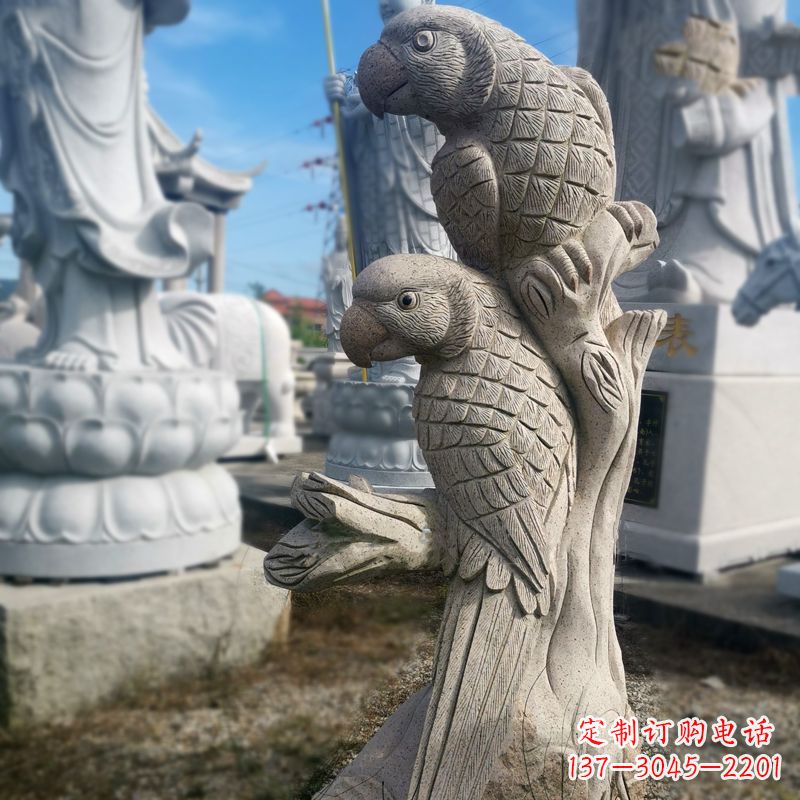 湖南石雕鹦鹉景观雕塑摆件