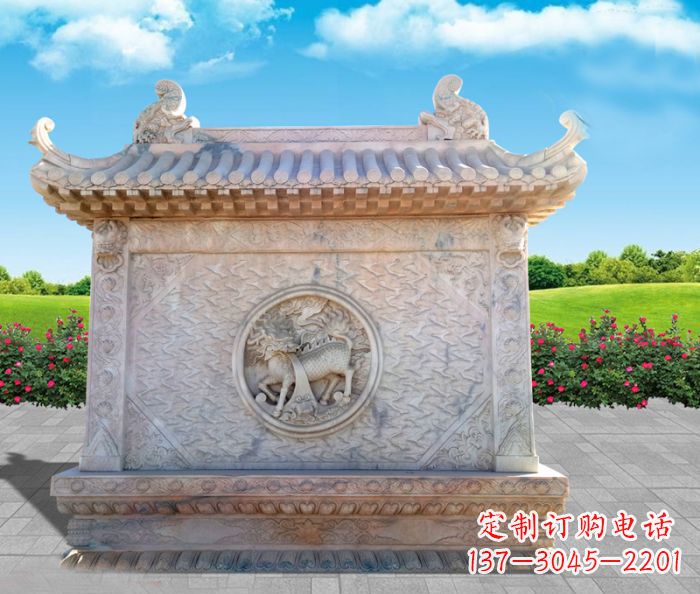 湖南石浮雕麒麟庭院影壁