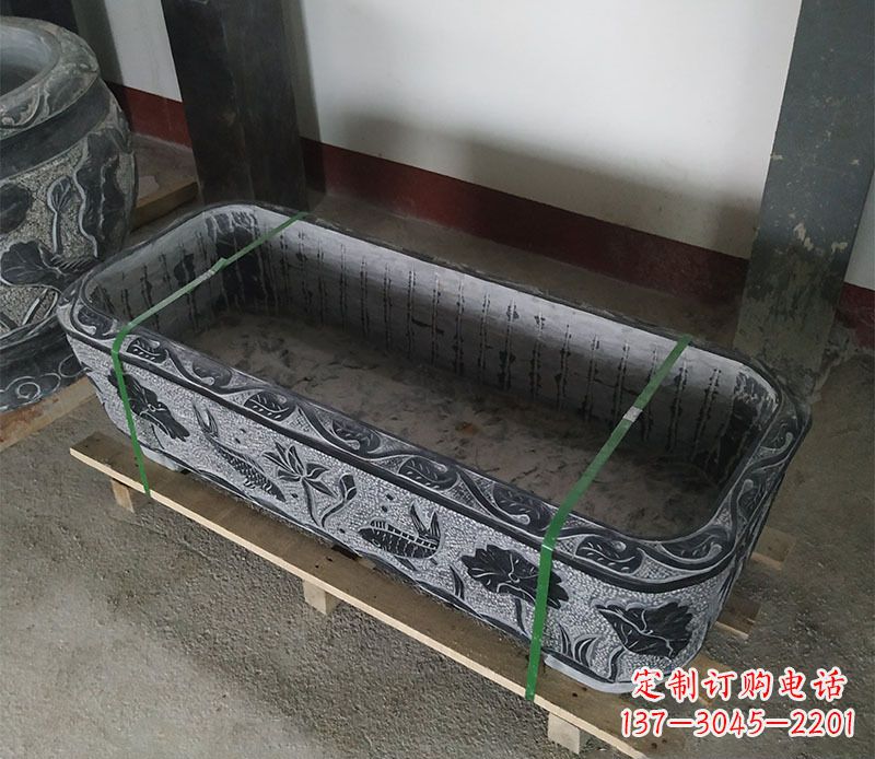 湖南石浮雕鱼缸仿古鱼缸石雕