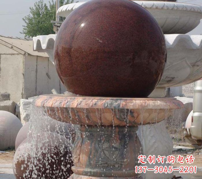 湖南石来运转小型风水球喷泉石雕