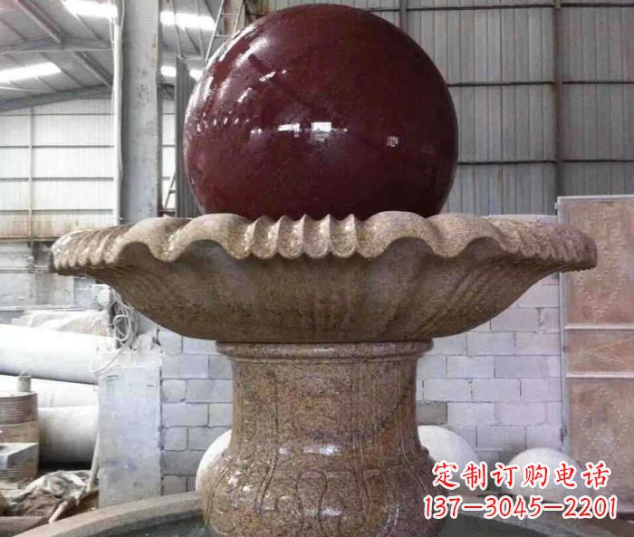 湖南石来运转小型风水球喷泉石雕 (2)