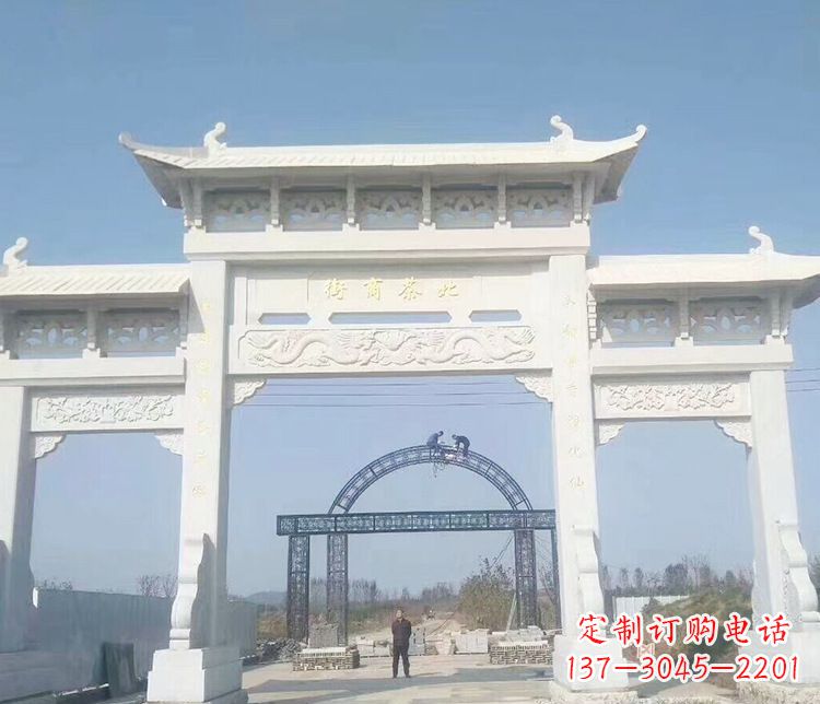 湖南石牌坊三门牌坊石雕 (4)
