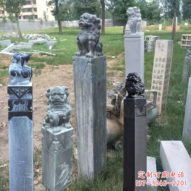 湖南石狮子拴马柱