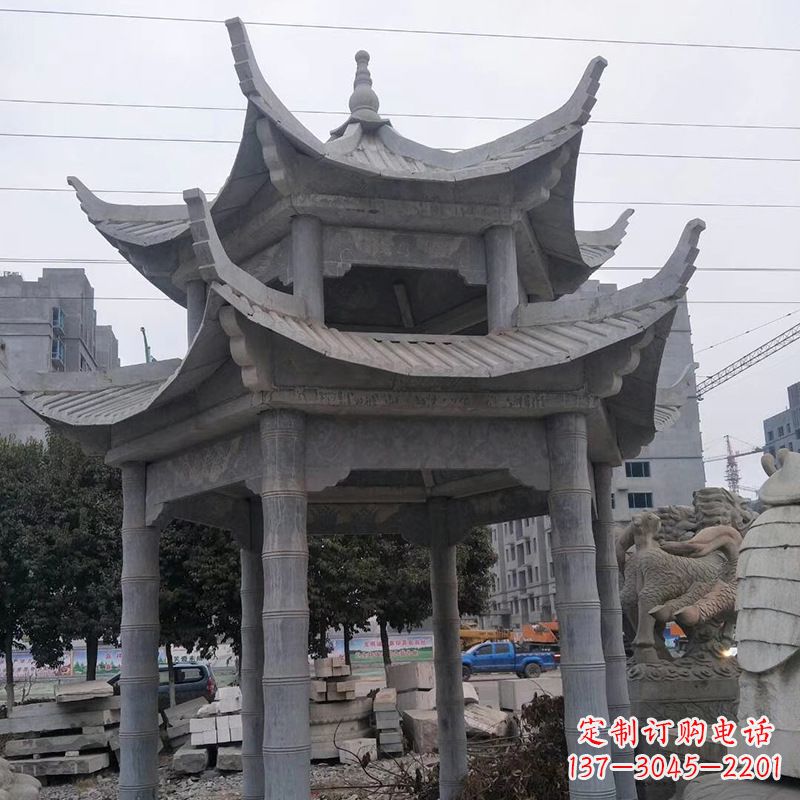 湖南双层八角石雕凉亭