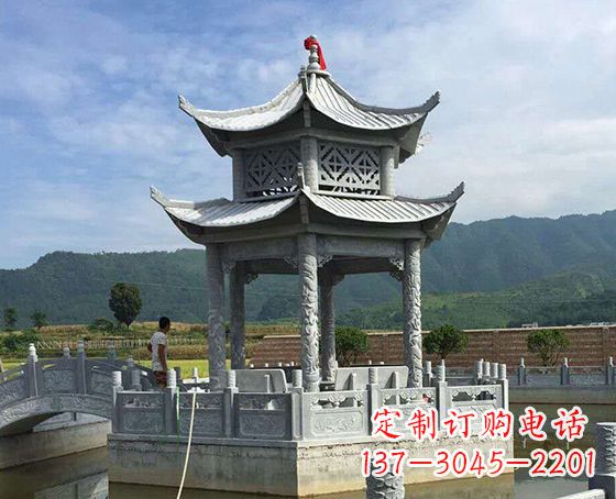 湖南双层仿古凉亭石雕_1