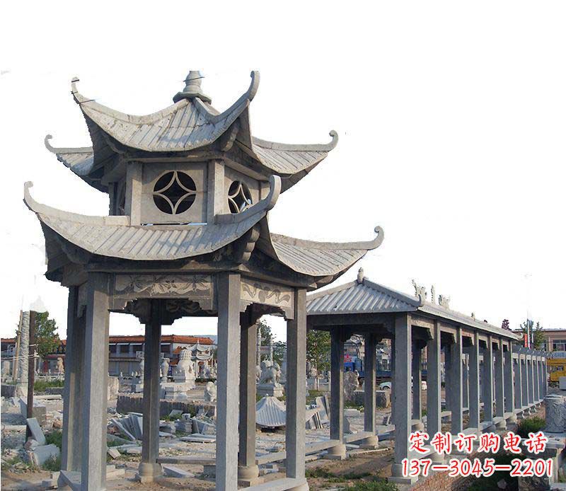 湖南双层仿古凉亭石雕