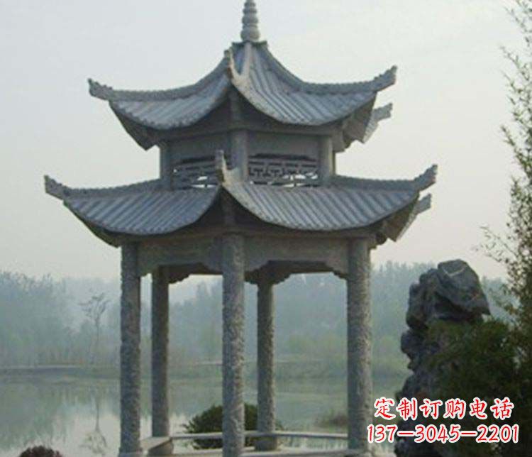 湖南双层仿古凉亭石雕_2