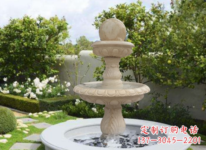 湖南双层风水球喷泉别墅石雕