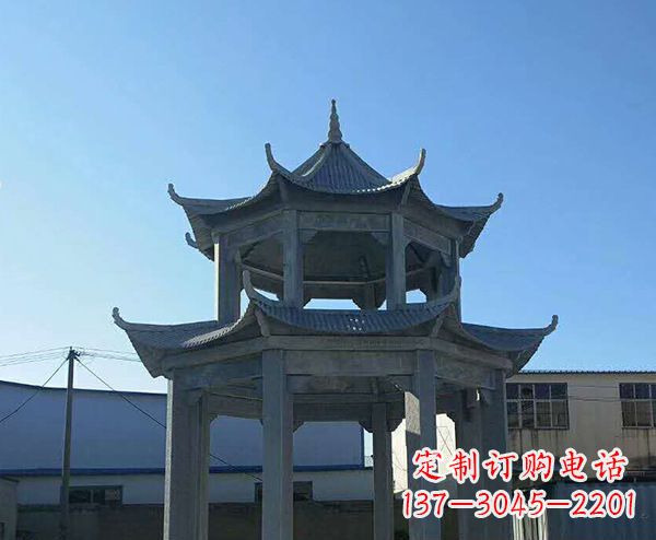 湖南双层仿古石凉亭石雕_1