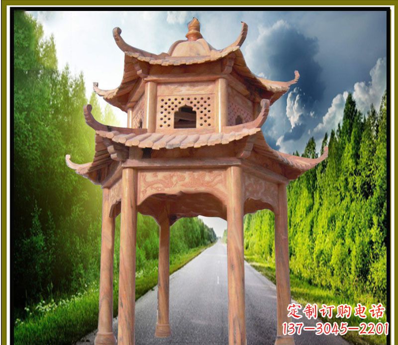 湖南双层凉亭园林石雕