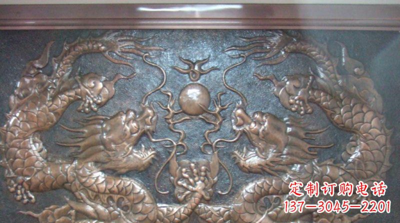 湖南双龙戏珠锻铜浮雕