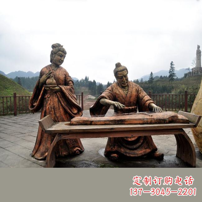 湖南司马相如与卓文君铜雕塑像-城市广场历史名人情景雕塑