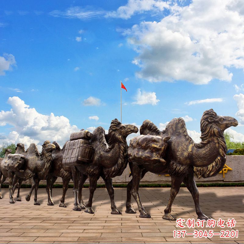 湖南丝绸之路骆驼队仿铜景观雕塑