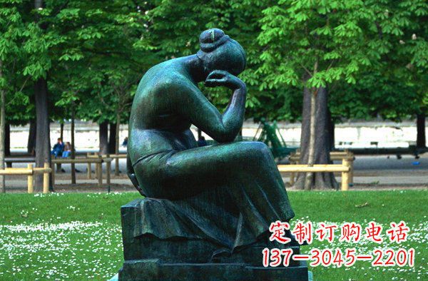 湖南思考的女人青铜人物铜雕