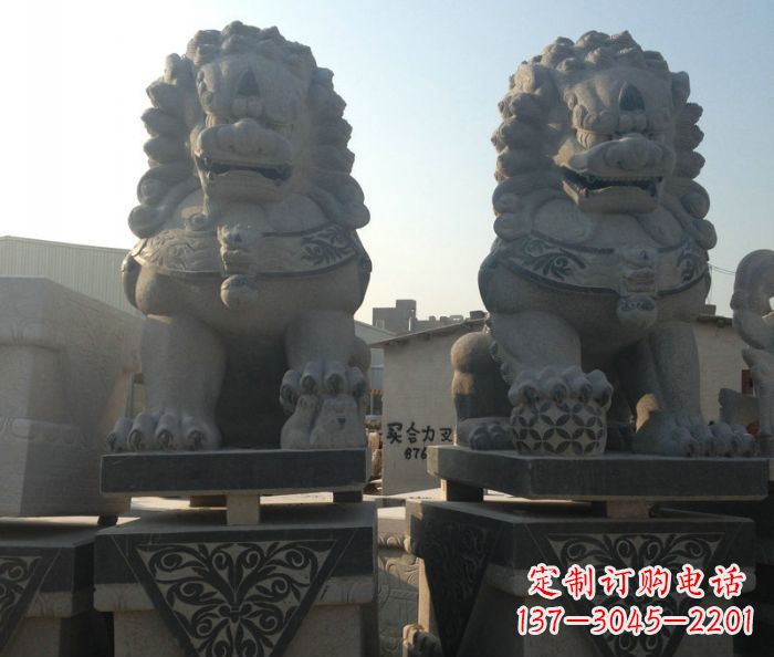 湖南寺庙景观仿古石狮子 (2)