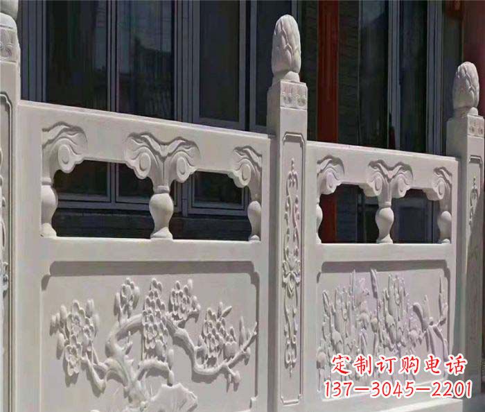 湖南寺庙景观汉白玉石浮雕栏板 (2)