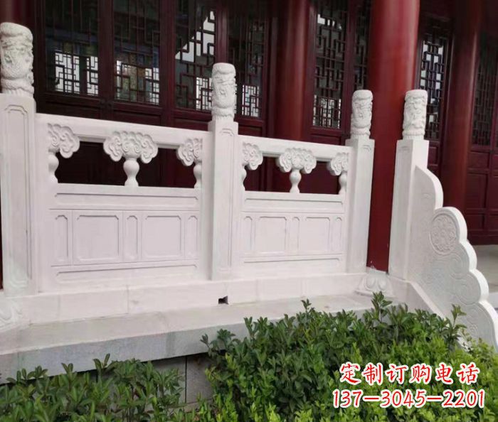 湖南寺庙景观汉白玉石浮雕栏板 (3)