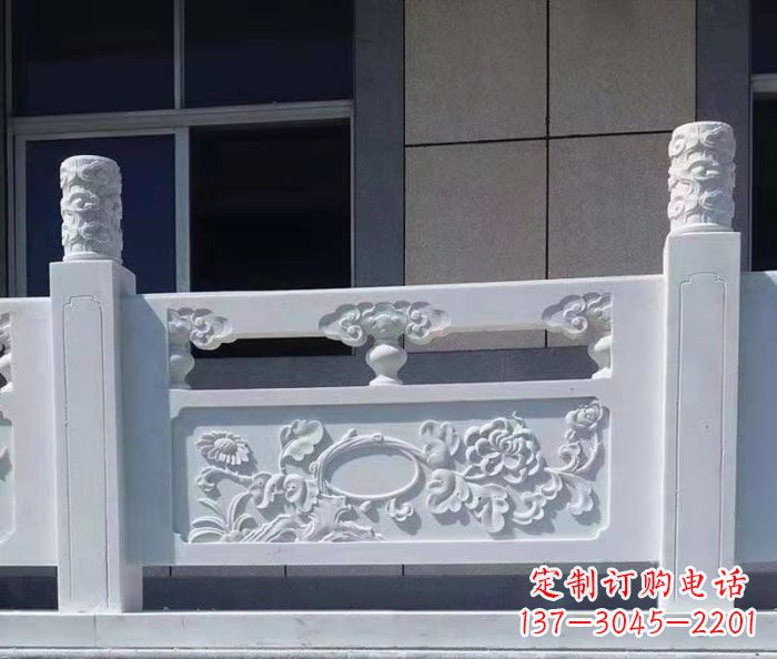 湖南寺庙景观汉白玉石浮雕栏板 (4)
