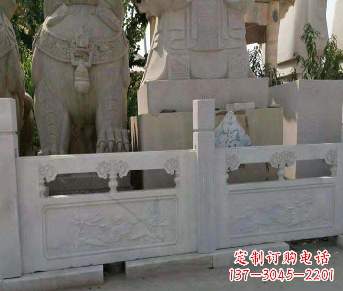 湖南寺庙景观汉白玉石浮雕栏板
