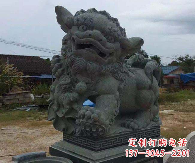 湖南寺庙景观南方狮子石雕
