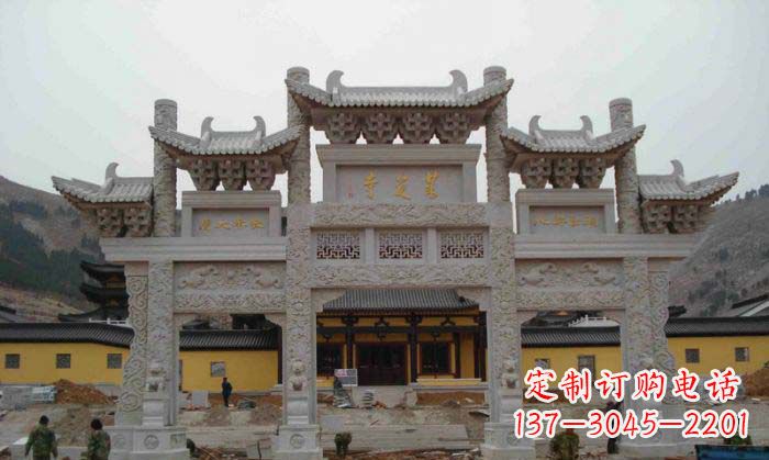 湖南寺庙景观三门五楼石牌坊