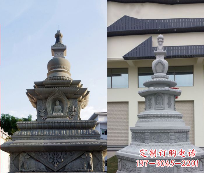 湖南寺庙景观舍利塔石雕 (3)
