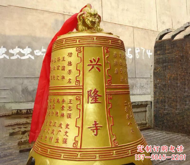 湖南寺庙景观铜钟雕塑