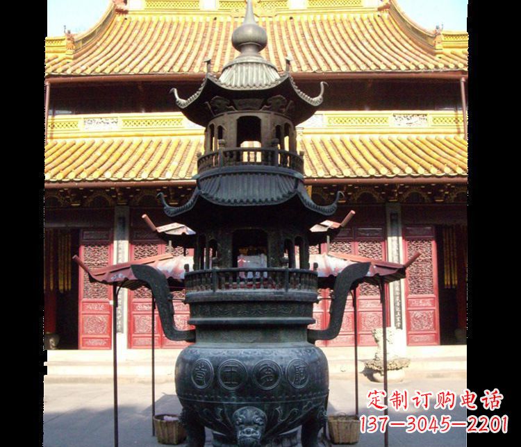 湖南寺庙景观香炉铜雕