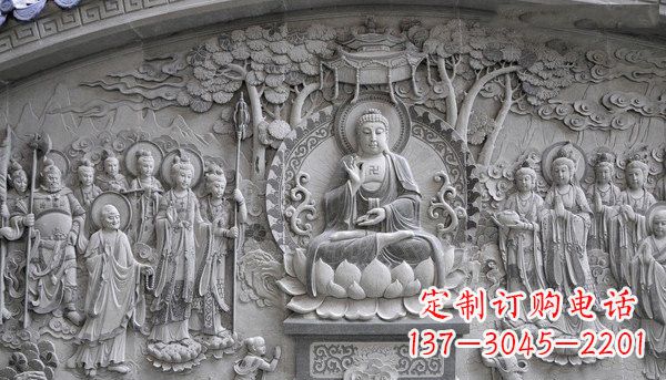 湖南寺庙墙壁石浮雕佛像