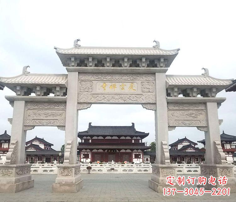 湖南寺庙三门牌坊石雕
