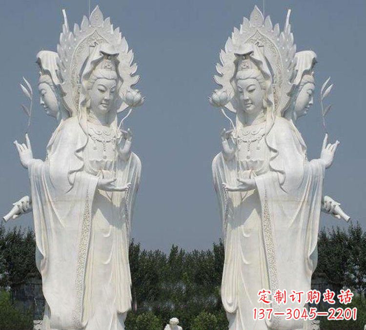 湖南寺庙三面观音菩萨雕塑