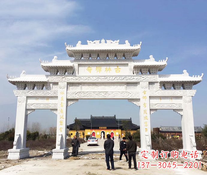 湖南寺庙三门五楼石牌坊石雕_2