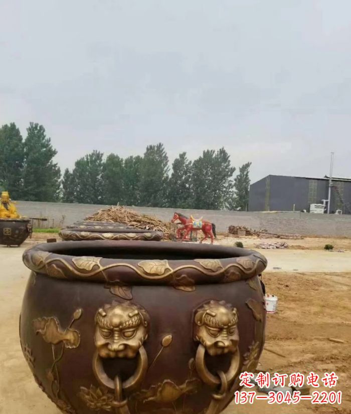 湖南寺庙水缸铜雕 (4)