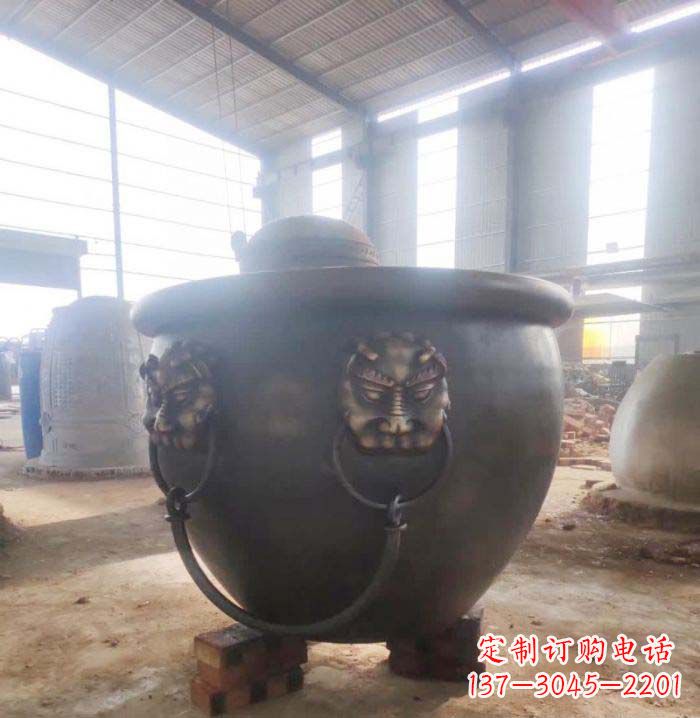湖南寺庙水缸铜雕