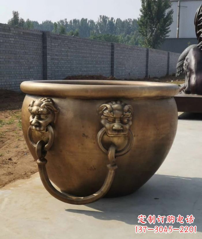 湖南寺庙铜雕水缸