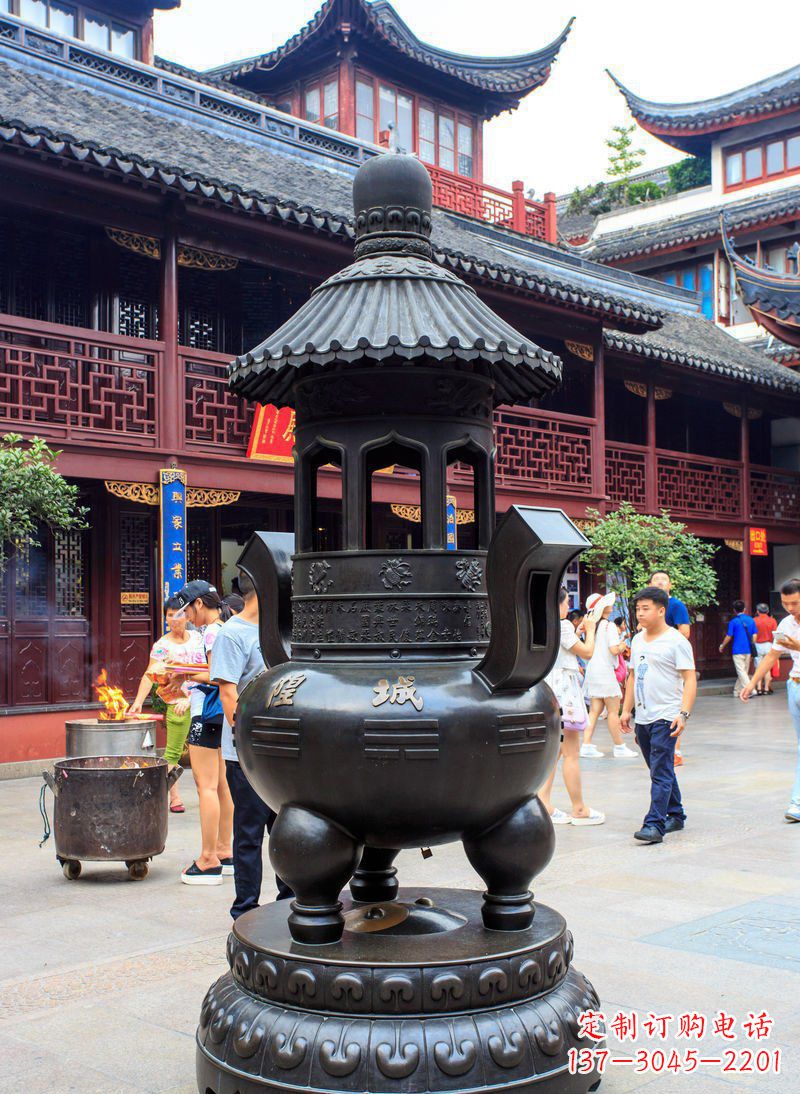 湖南寺庙铜香炉铜雕 (2)
