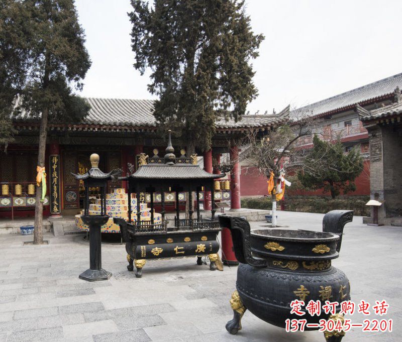 湖南寺庙铜香炉铜雕