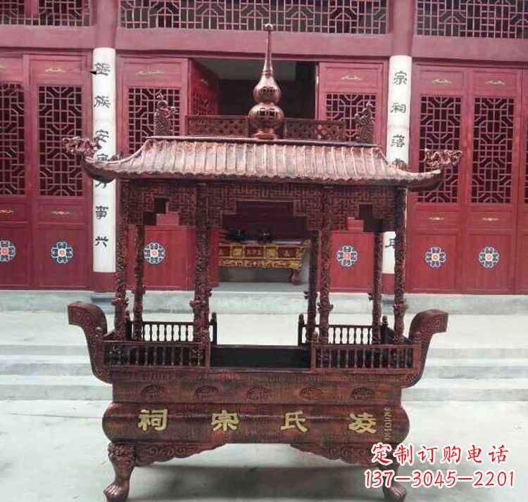 湖南寺庙香炉铜雕