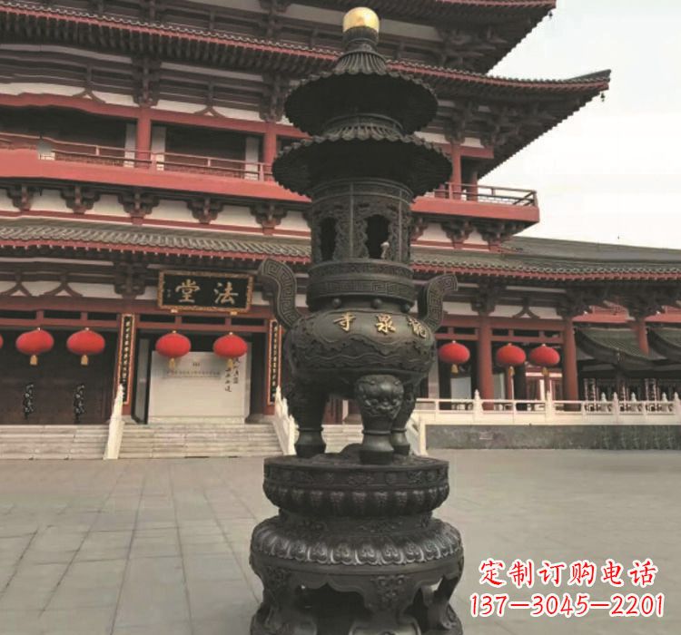 湖南寺庙香炉铜雕222