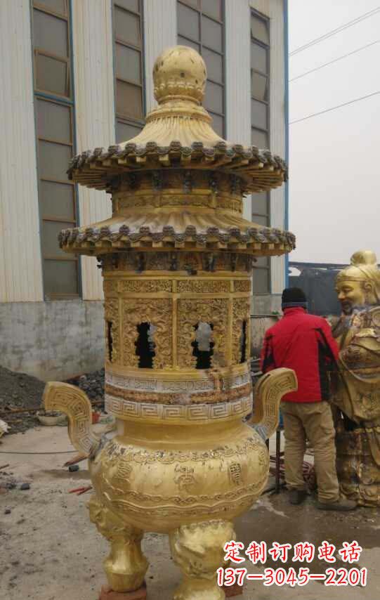 湖南寺庙香炉铜雕塑