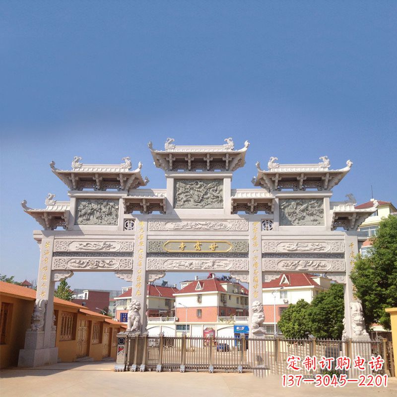 湖南寺院大门石雕牌楼