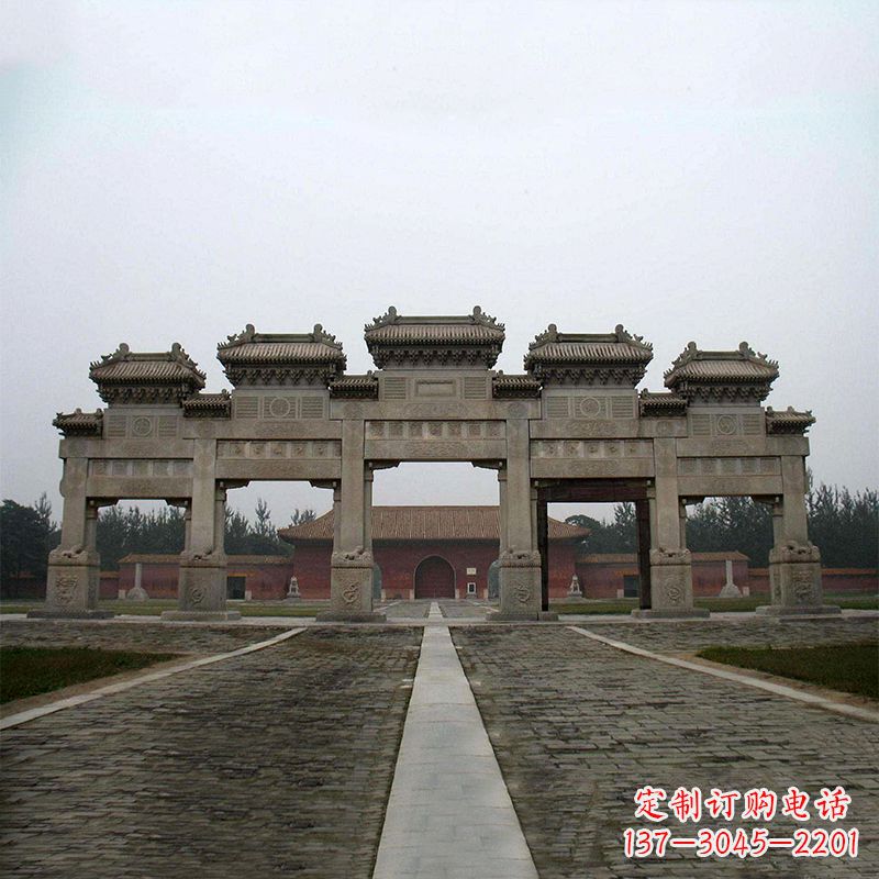 湖南寺院五门石牌楼