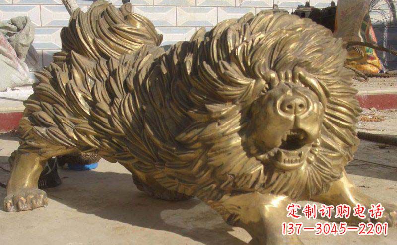 湖南松狮犬动物铜雕