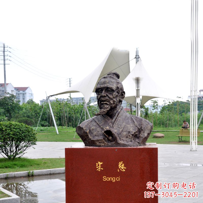 湖南宋慈铸铜头像雕塑-古代十大名医园林广场人物雕塑