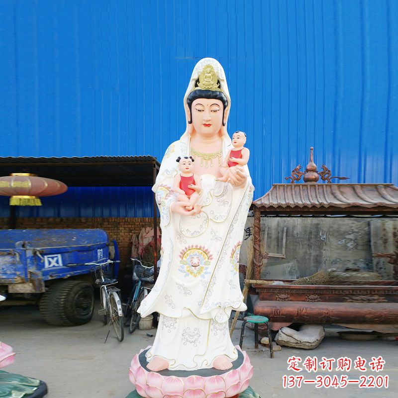 湖南送子观音彩绘玻璃钢雕塑