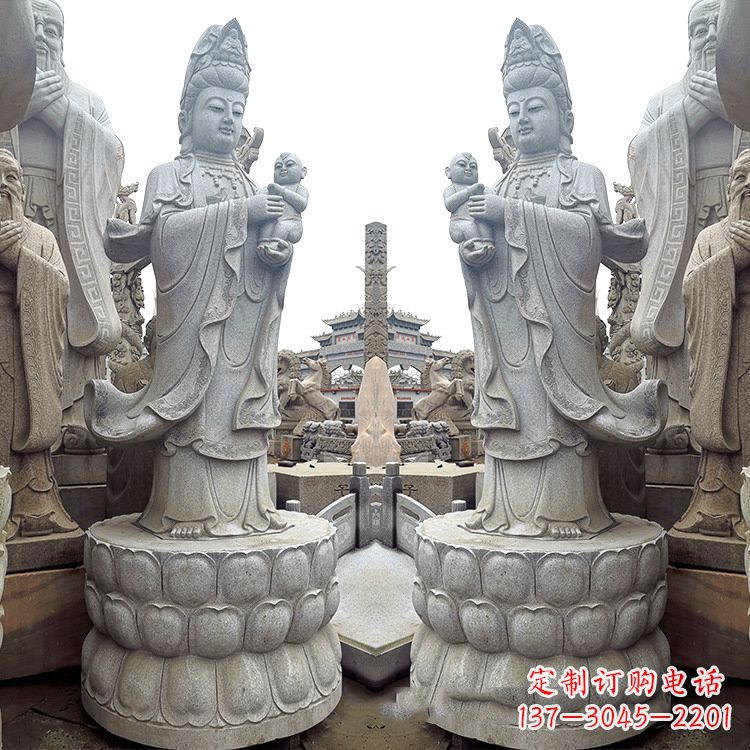 湖南送子观音青石雕塑